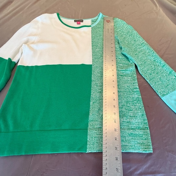 Vince Camuto Green/White Colorblock Long Sleeve Sweater Size Medium - Picture 8 of 10